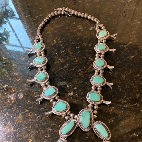 Squash Blossom turquoise necklace (Ralph Lauren Inspired) - Picture 2 of 2